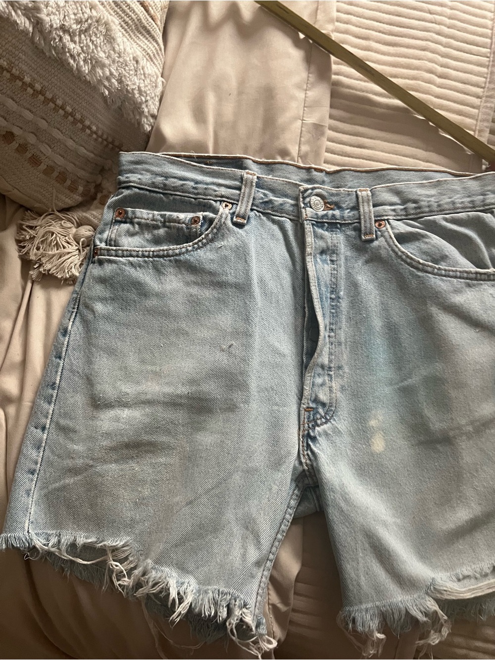 Levi Light Wash Distressed Denim Cutoff Shorts